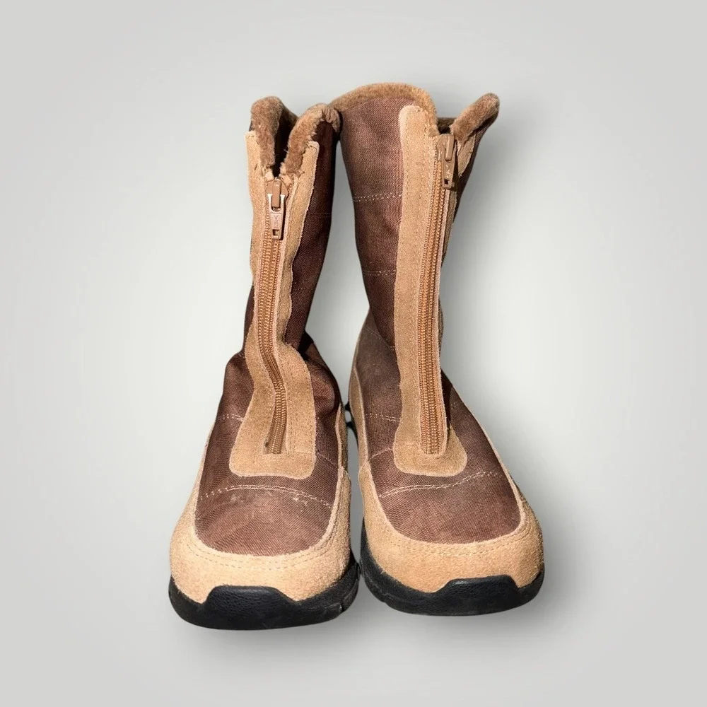 Lands End Snow Boots NWT Women 6.5 Brown Suede Thermolite Insulated Zip Floral